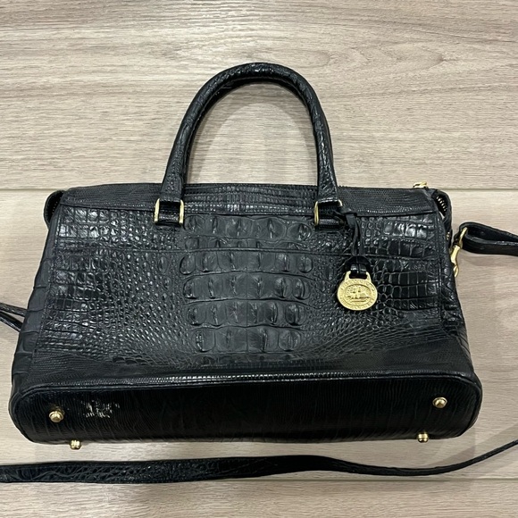 Brahmin Asher Melbourne Medium Black Anywhere Tote Handbag Purse Gold Tone - Picture 2 of 10